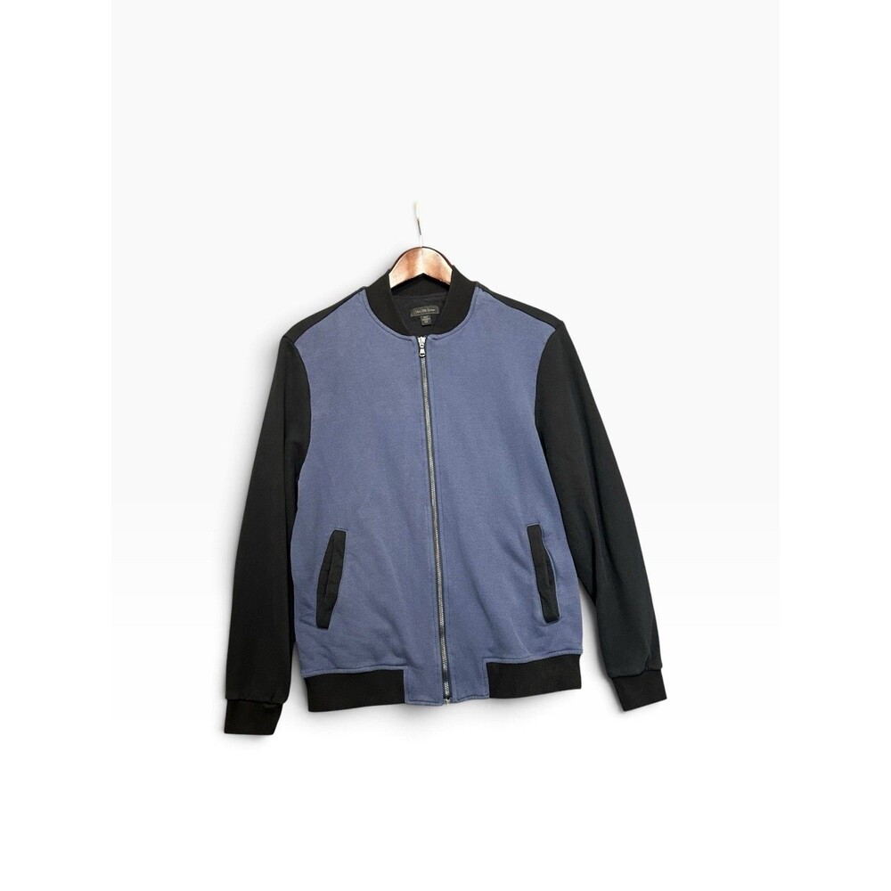 Saks Fifth Avenue Men’s M Cotton Cashmere Bomber Jacket Made Italy Blue Black